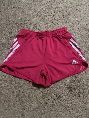 adidas Kids Hot Pink Shorts with White Stripes